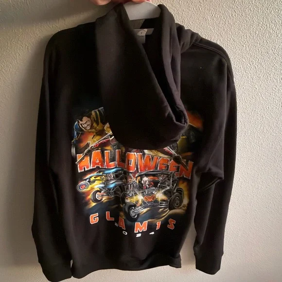 Deadpool Halloween Graphic Sweatshirt - Black with Orange & Red Print - Picture 5 of 5